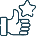 Icon with a hand and a star.