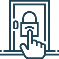 Icon with a keyhole symbol in the center.