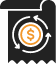 A black receipt with a circular dollar sign symbol in orange.