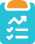 A clipboard with a checklist and upward trending graph.