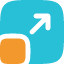 Icon of an expanding square with an arrow, representing maximize or expand.