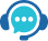 Customer service headset with chat bubble icon.